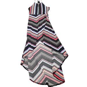Candies Maxi Dress Sz Small Fit & Flare Chevron Striped Sleeveless Flowing Cinch